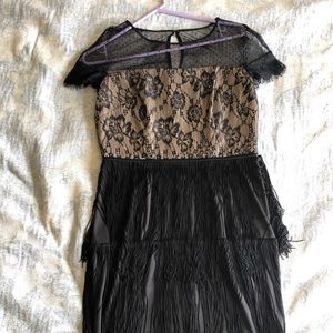 Black lace fringe dress